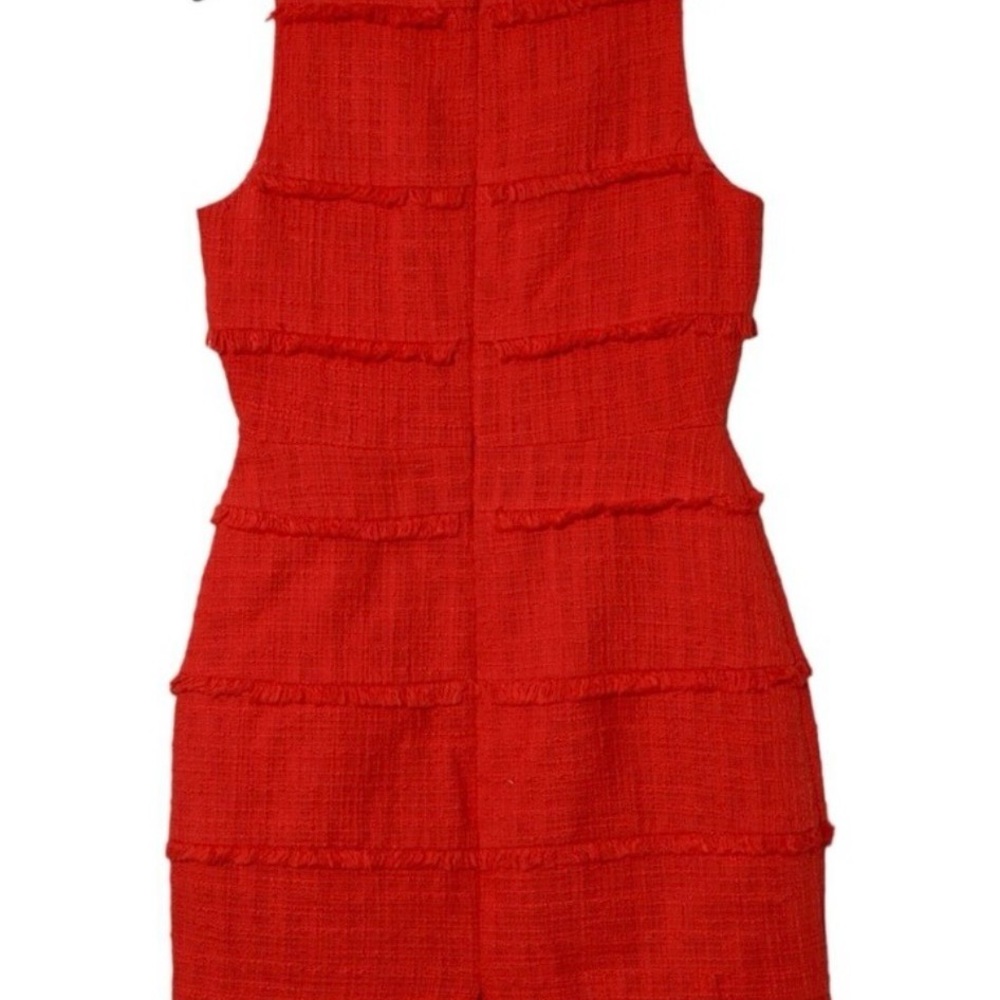 J. CREW Size 8 Sheath Dress Burnt orange/redTweed Texture Tiered Fringe Lined - Picture 12 of 12